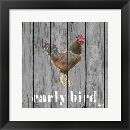 Framed Early Bird Rooster Print