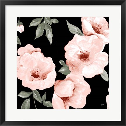 Framed Dusty Rose on Black II Print