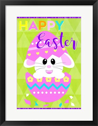 Framed Happy Easter Bunny in Egg Print