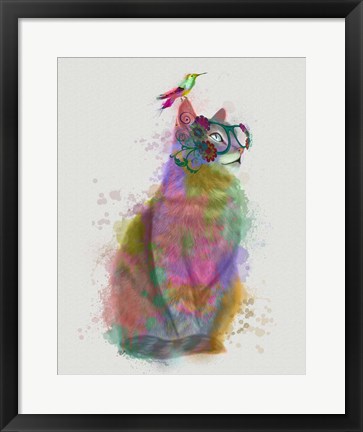 Framed Cat Rainbow Splash 11 Print