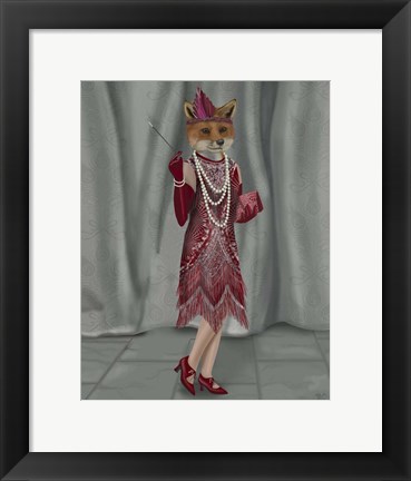 Framed Fox Lady 1920s Flapper Print