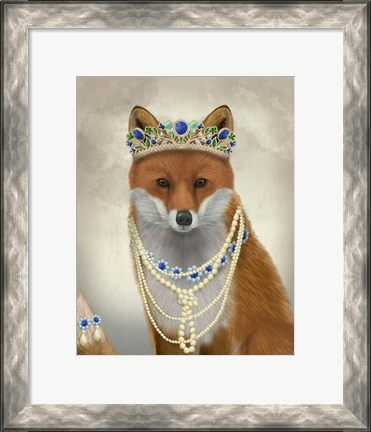 Framed Fox with Tiara, Portrait Print