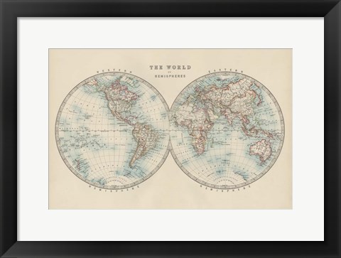 Framed World in Hemispheres Print