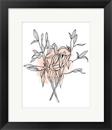 Framed Lilies on Pink I Print