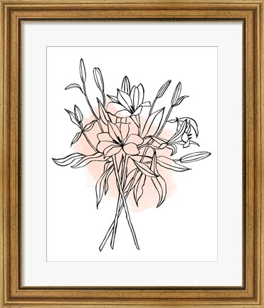 Framed Lilies on Pink II Print