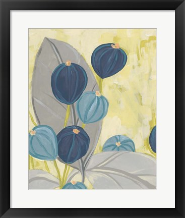 Framed Navy &amp; Citron Floral II Print