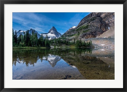 Framed Mount Assiniboine Reflected In Sunburst Lake Print