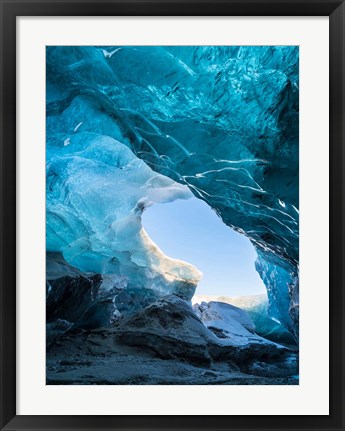 Framed Ice Cave In The Glacier Breidamerkurjokull Print