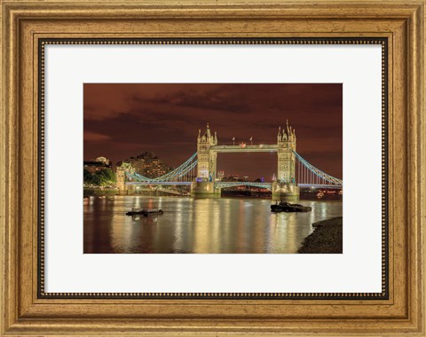 Framed Tower Bridge At Night London England Print