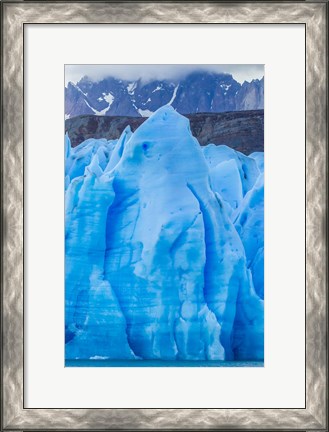 Framed Chile, Patagonia, Torres Del Paine National Park Blue Glacier And Mountains Print
