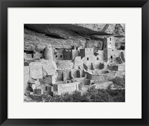 Framed Cliff Palace, Mesa Verde, Colorado (BW) Print