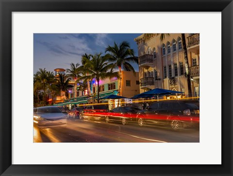Framed Ocean Drive In South Beach, Florida Print