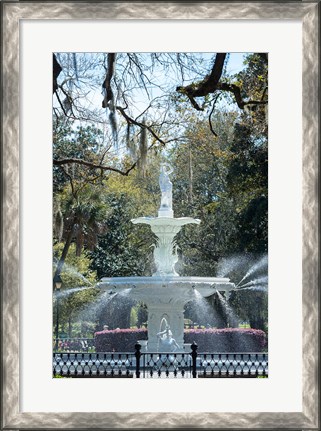 Framed Fountain In Forsyth Park, Savannah, Georgia Print