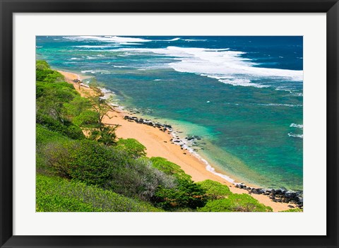 Framed Larsen&#39;s Beach, North Shore, Island Of Kauai, Hawaii Print