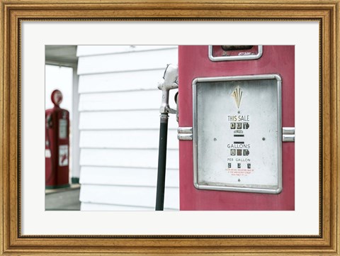 Framed Antique Gas Pump, Route 66 Print