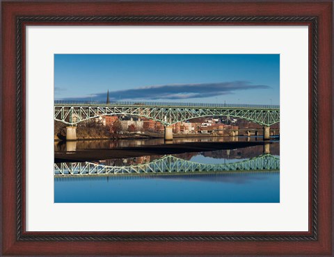 Framed Western Avenue Bridge And Kennebec River, Maine Print