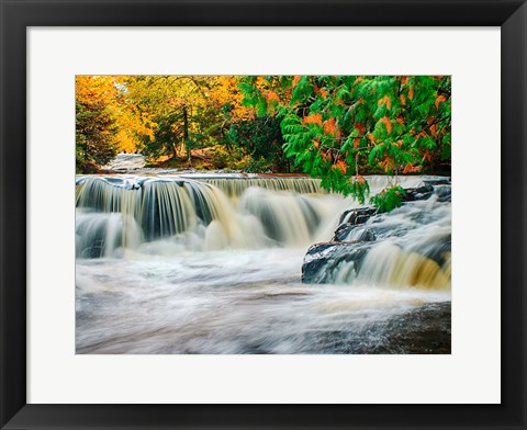 Framed Bond Falls On The Middle Fork Of The Ontonagon River Print