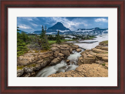 Framed Snowmelt Stream In Glacier National Park, Montana Print