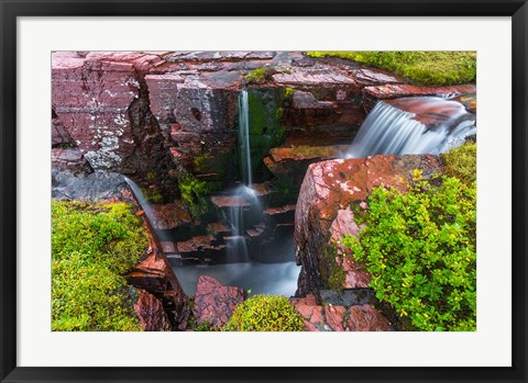 Framed Triple Falls, Glacier National Park, Montana Print