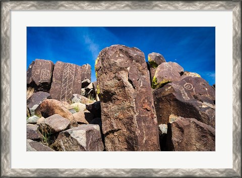 Framed Petroglyphs At Three Rivers Petroglyph Site, Three Rivers, New Mexico Print