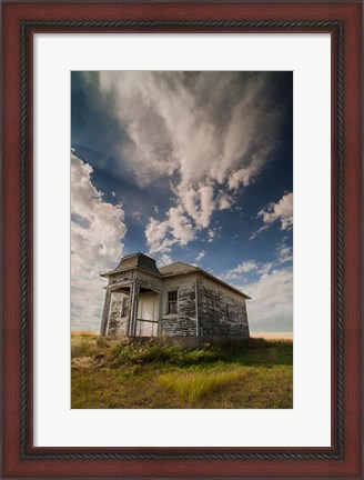 Framed Abandoned Township Hall On The North Dakota Prairie Print