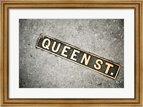Framed Queen St Sign, Charleston, South Carolina Print