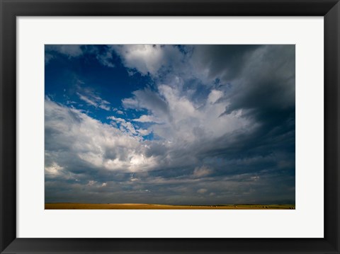 Framed Massive Summer Cloud Formations Over Wheat Fields Print