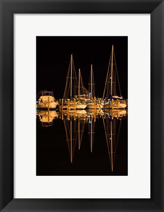 Framed Pleasure Boats In Fulton Harbor Print