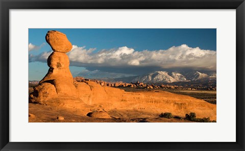 Framed Sunset On A Balanced Rock Monolith, Arches National Park Print