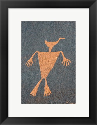 Framed Detail Of A Duck Headed Man Petroglyph, Utah Print