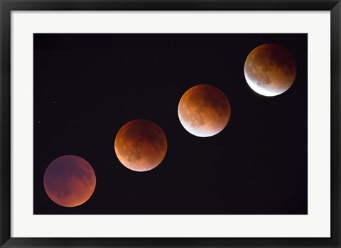 Framed Composite Of The Phases Of A Total Lunar Eclipse Print