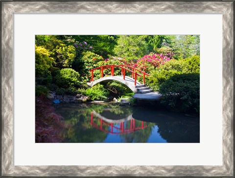 Framed Moon Bridge In The Kubota Gardensm Washington State Print