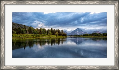 Framed Oxbow Bend Of The Snake River, Panorama, Wyoming Print