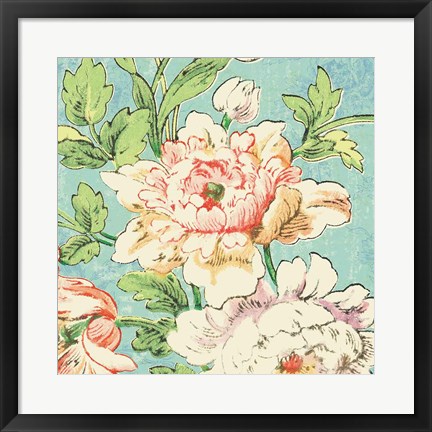Framed Cottage Roses VI Bright Print