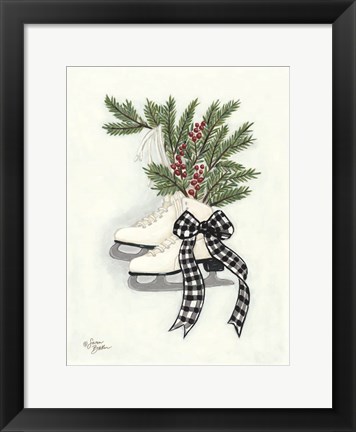 Framed Vintage Winter Ice Skates Print