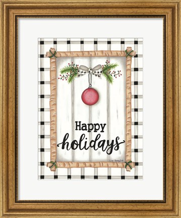 Framed White Holiday Plaid Print