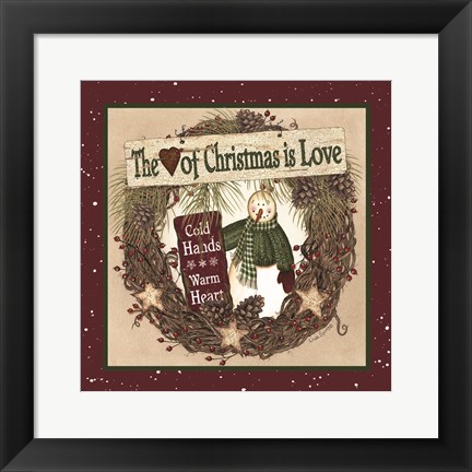Framed Heart of Christmas Wreath Print