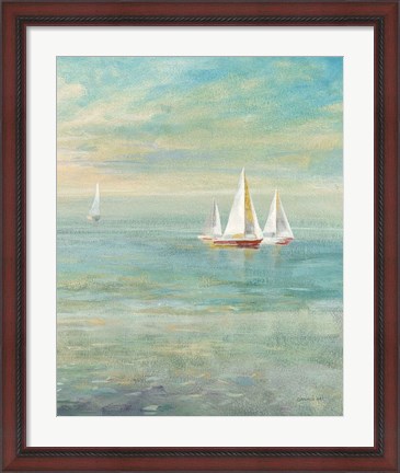 Framed Sunrise Sailboats II Nautical Print