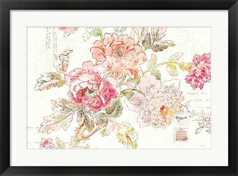 Framed Cottage Roses I Print
