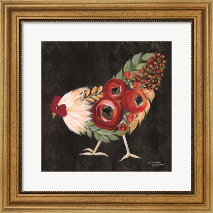 Framed Botanical Rooster Print