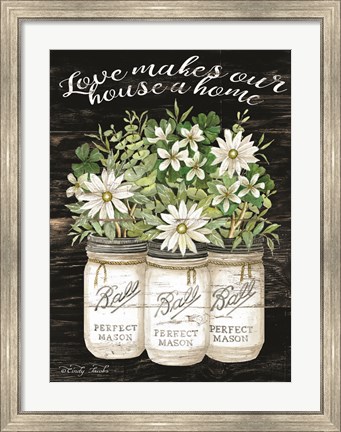 Framed White Jars - Love Makes Our House a Home Print