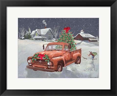 Framed Old Truck and House Print