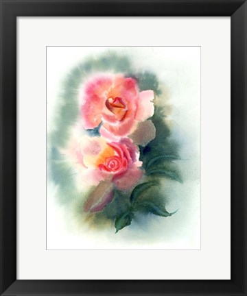 Framed Peach Rose Print