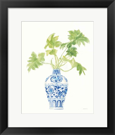Framed Palm Chinoiserie White III Print