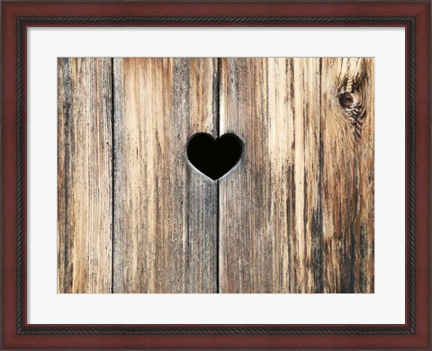 Framed Heart in Wood Print