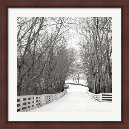 Framed Country Lane in Winter Print