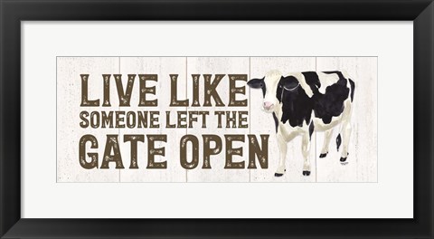 Framed Farm Life Panel Live Like Gate Print
