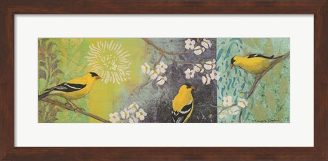 Framed Goldfinches Blooming Print