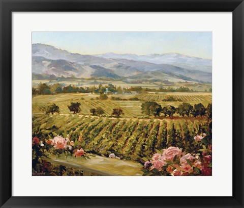 Framed Vineyards to Vaca Mountains Print