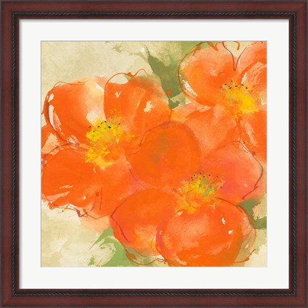 Framed Tangerine Poppies II Print